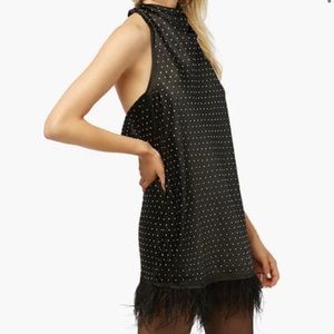 Weworethat feather and crystal halter dress